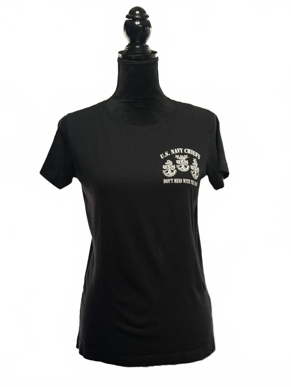 U.S. Navy Chiefs T-Shirt Small Black Don’t Mess With The Mess Graphic Tee USN